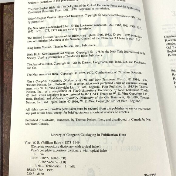 Vines Complete Expository Dictionary Of Old & New Testament Words Leather Bound - Picture 5 of 10